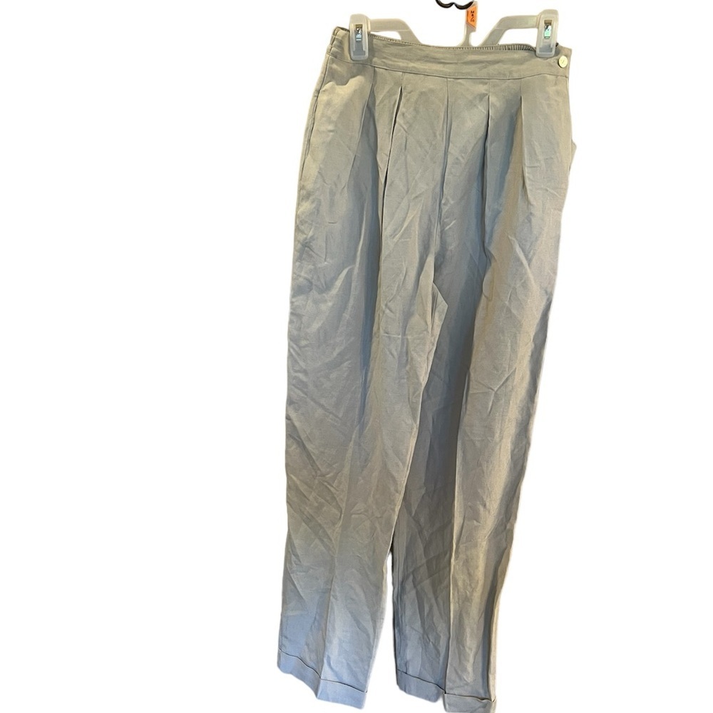 Clio Women y2k VTG Silk Linen Cream Straight Leg Pants Quiet Luxury Sz Medium